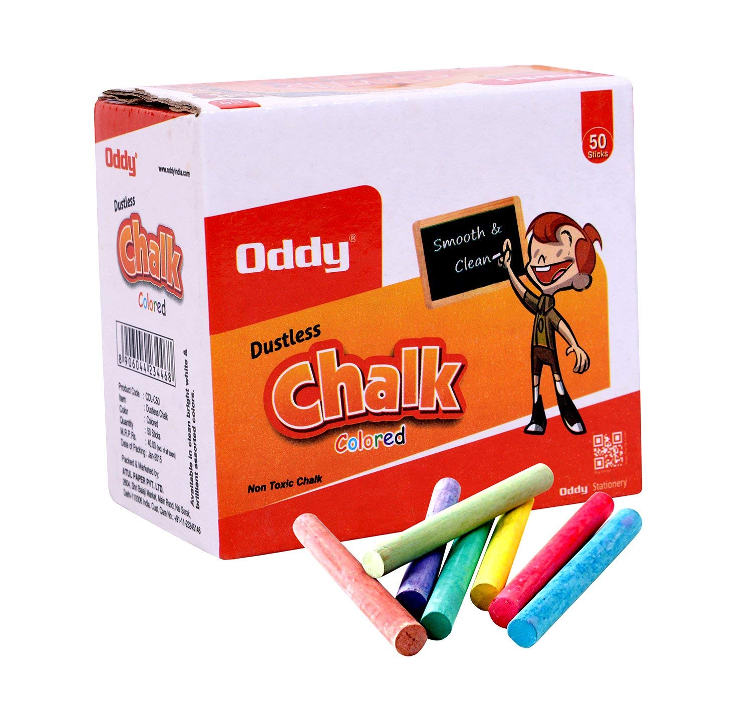 RDS Chalk Dust Less Colored - 50 Pcs Pack