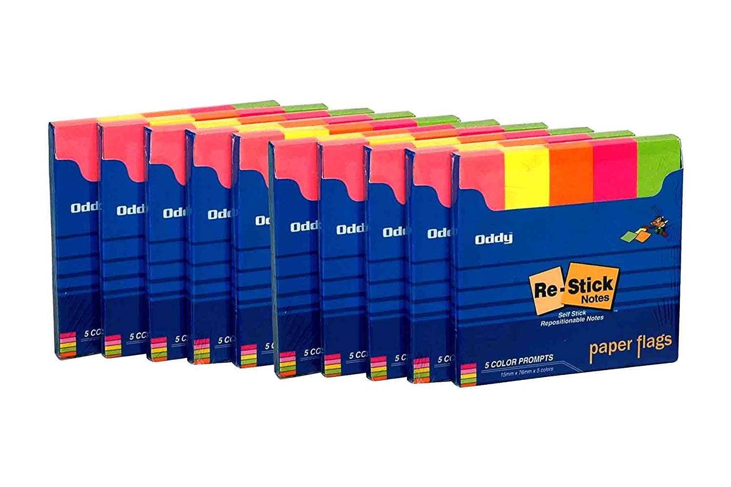 Oddy Re-stick Paper Flags / Prompts In 5 Colors 15mmx76mm