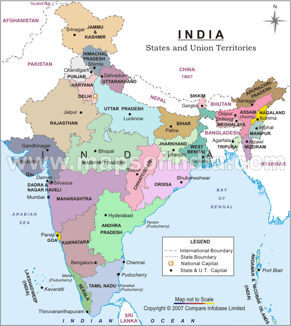 Maps,  India-political & Adjacent Countries