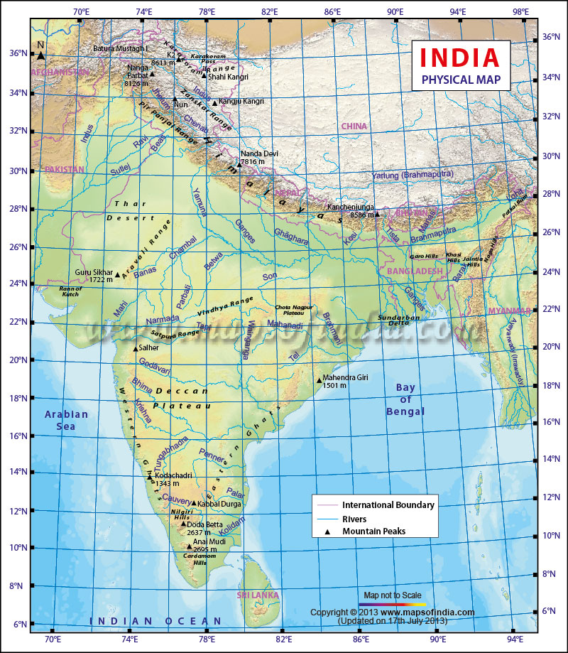 Maps, India-physical & Adjacent Countries