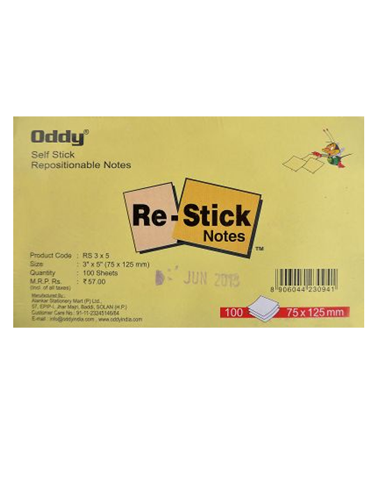 Re-stick Paper Note Ruled 3 X 5.75 Inch