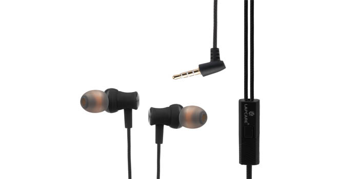 Lapcare WOOBUDS IV wired Earbuds with inbuilt MIC (Black)