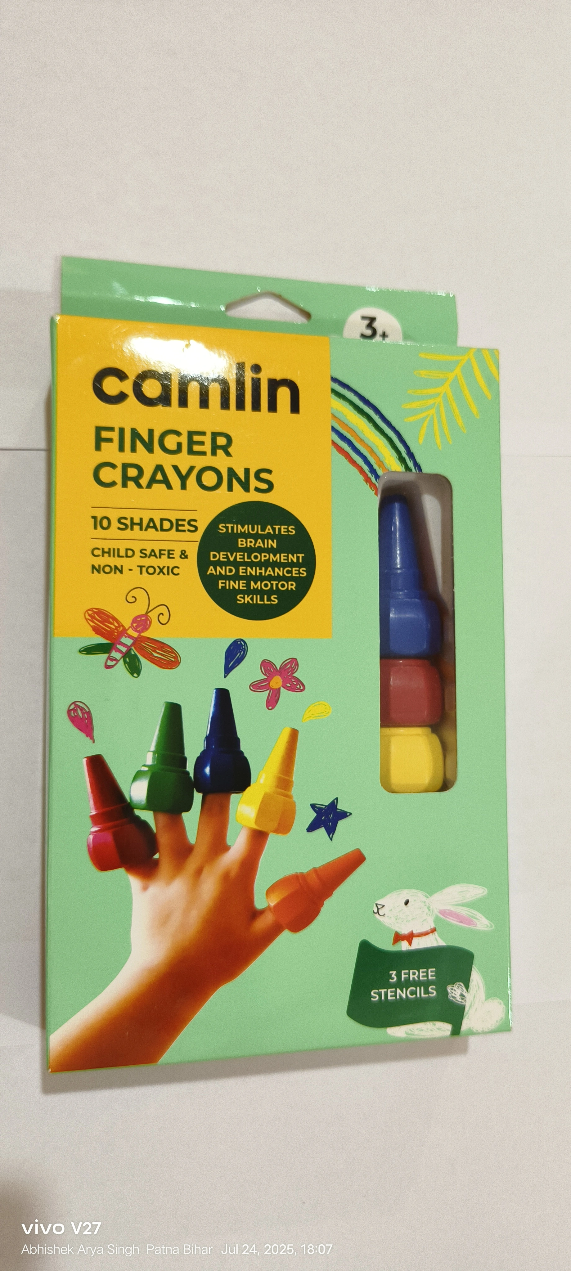 Finger Crayons 10 Shades (Child Safe & Non-Toxic) Detail