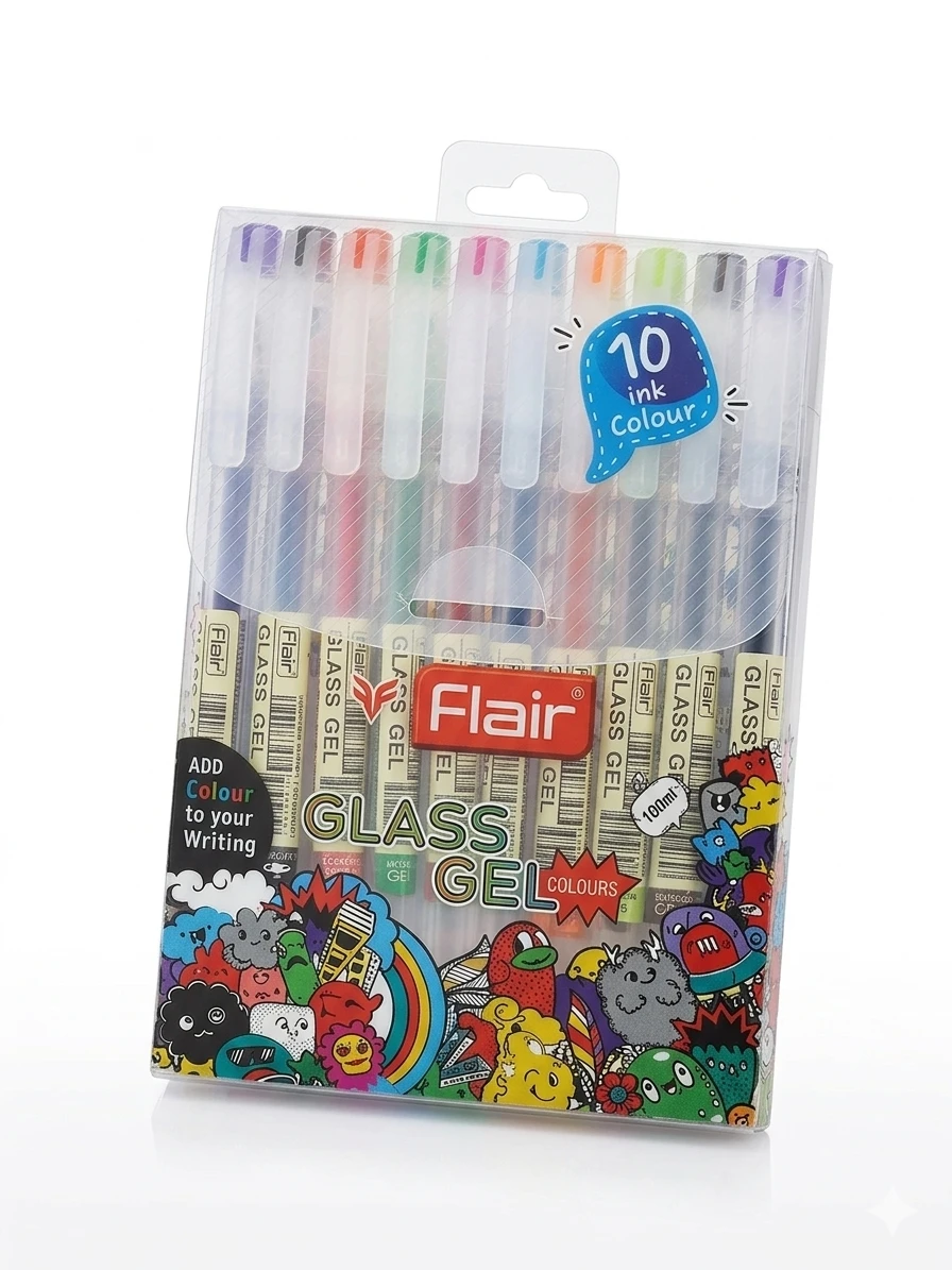 Flair Glass Gel Muticolor Pen Set of 10
