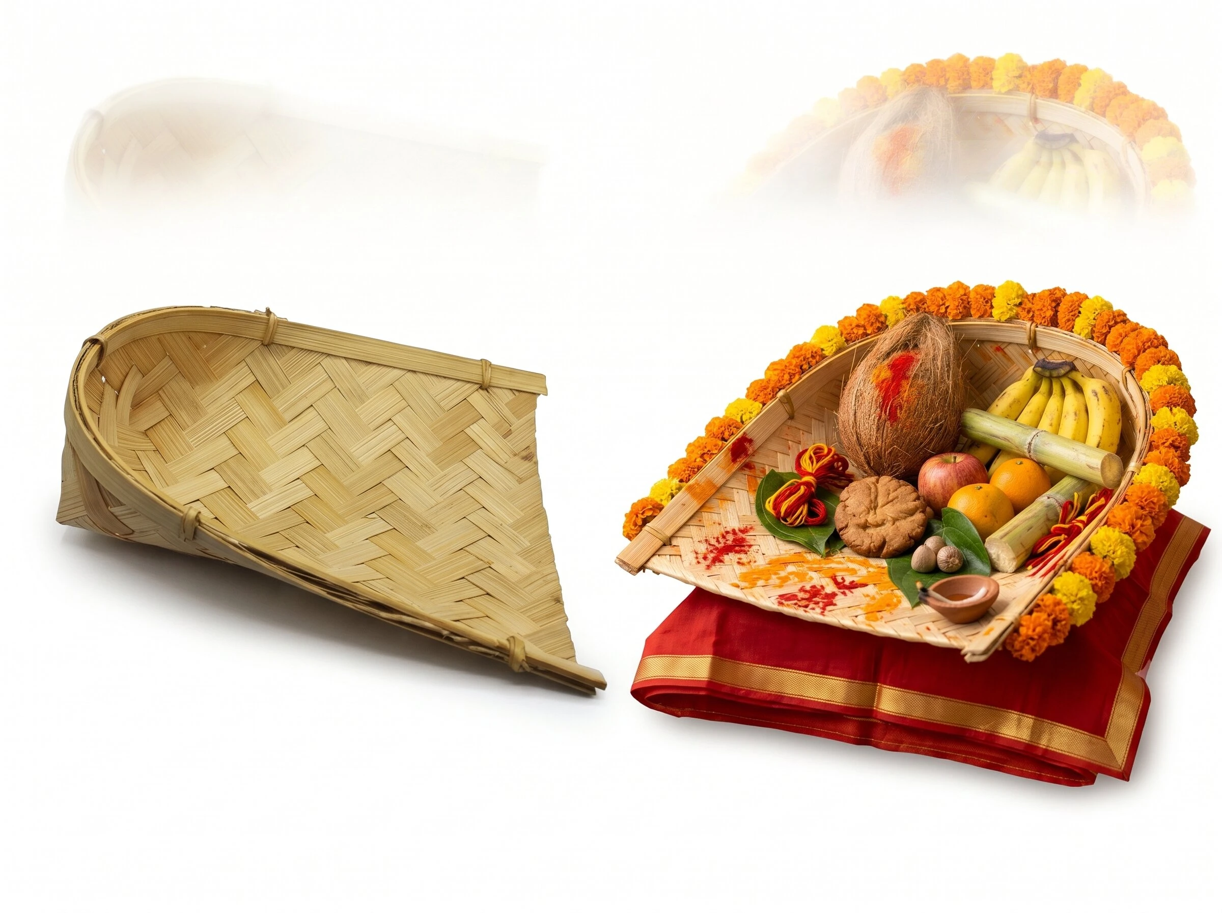 Hanumanta Bamboo Soop (Sup) for Chhath Puja, Traditional Worship & Kitchen Use|Mini Rice Cleaning SoopPack of 2