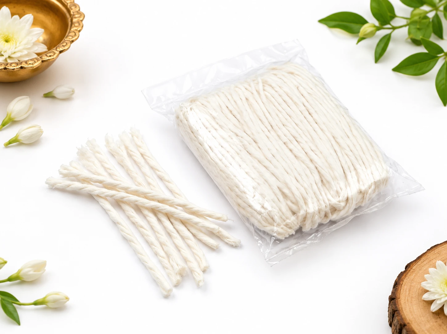 Mangal Arpan Twisted Long Cotton Wicks for Daily Puja & Aarti