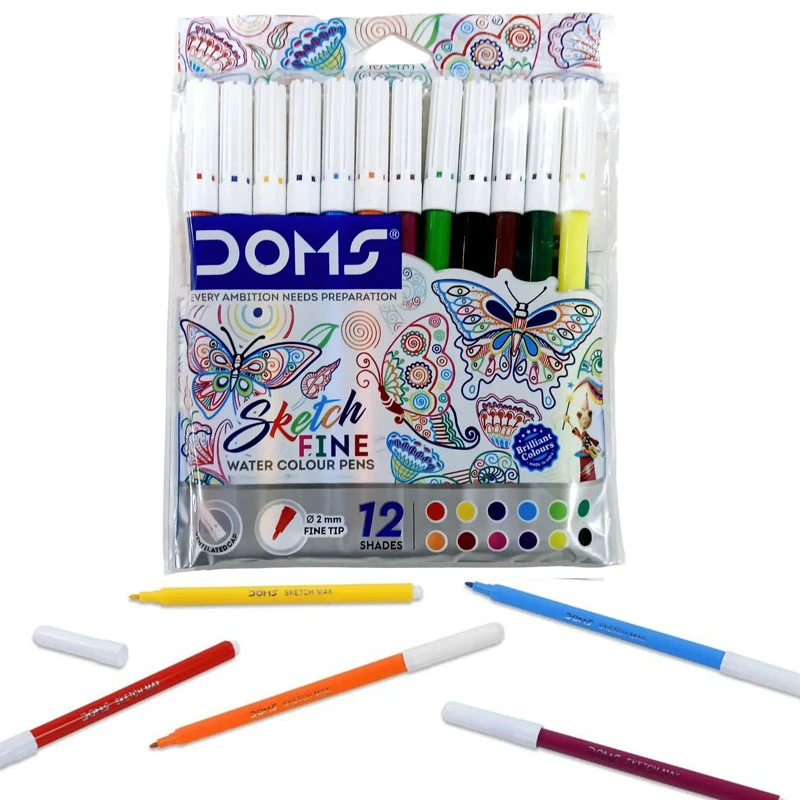 Sketch Fine Water Colour Pens - 12 Shades
