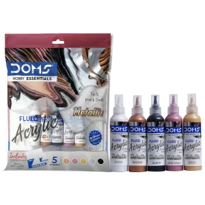 Metallic Fluid Acrylic Colours Includes Two Canvas Boards Apron & Hand Gloves