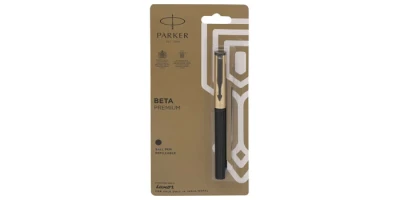 Beta Premium Gold with Coated Clip Ball Pen Blue