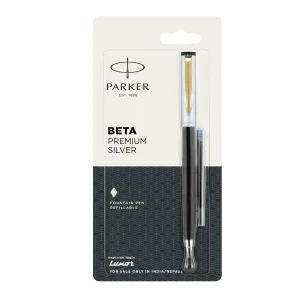 Beta Premium Silver Fountain Pen Refillable