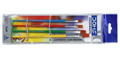 Colourmate Flat Synthetic Hair Brush 4 Pieces