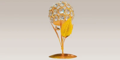 Gold Crystal Flora Glow Tea Light Holder