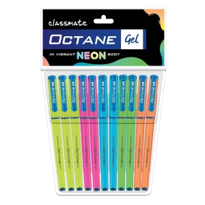 Octane Gel Pen- Neon Series (Blue)- Pack of 10