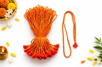Orange & Yellow Baddhi Puja Dhaga/Mala (Pack of 12)