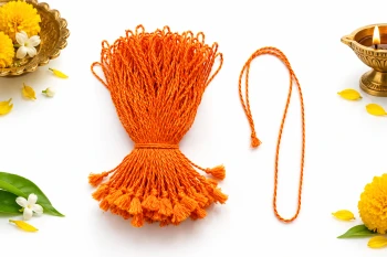 Traditional Kesari Orange Baddhi/Mala  | Moli (Pack of 12)