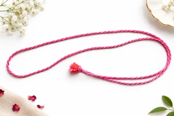 Pink & White Baddhi Puja Thread (12-Piece Set)