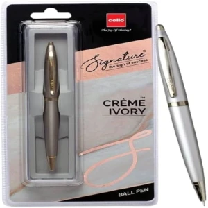 Signature Creme Ivory Slim Ball Pen Blue